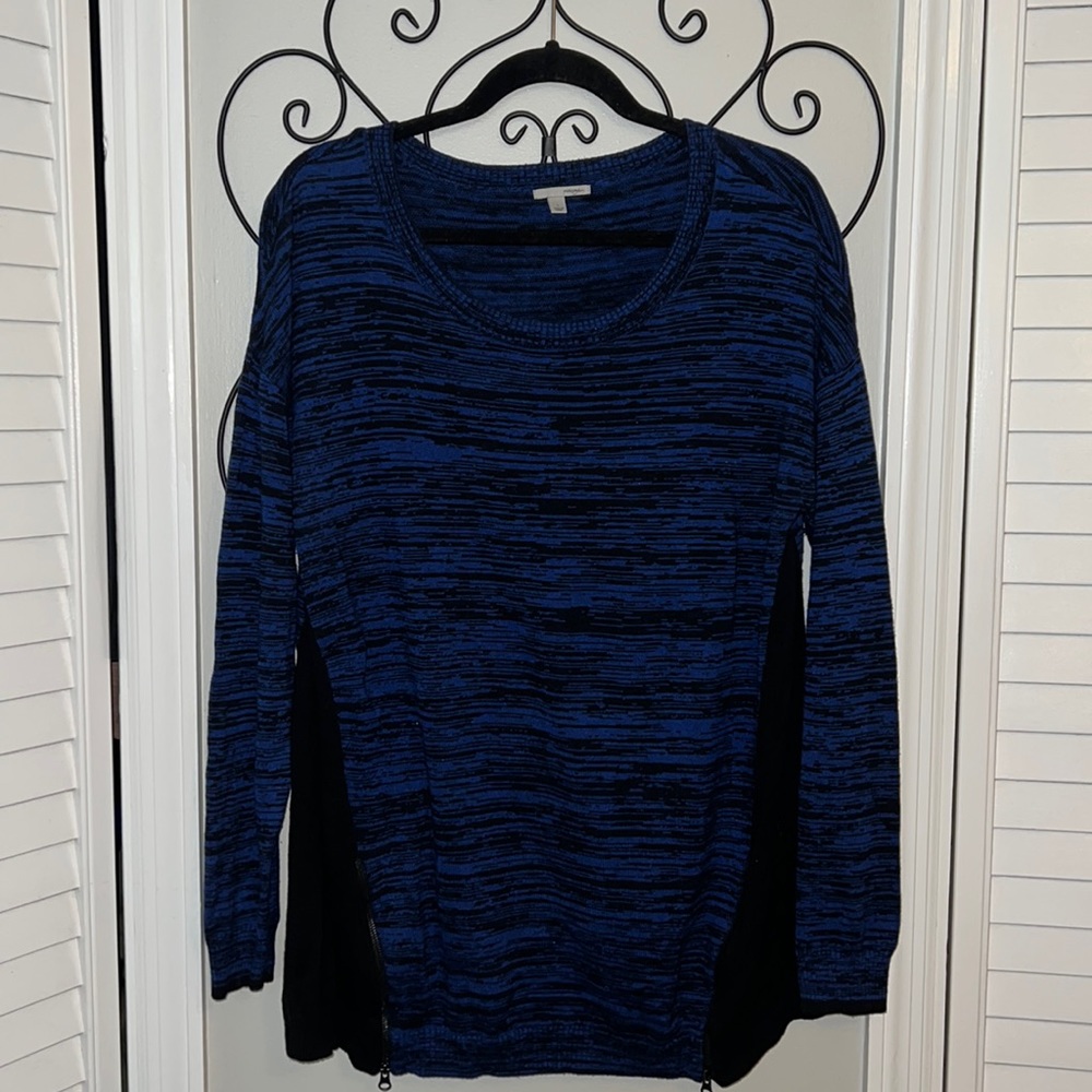 Halogen Black and Blue Sweater with Zip sides Size L